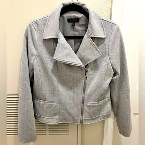 Ann Taylor Light Grey Asymmetrical Zipper Blazer-S